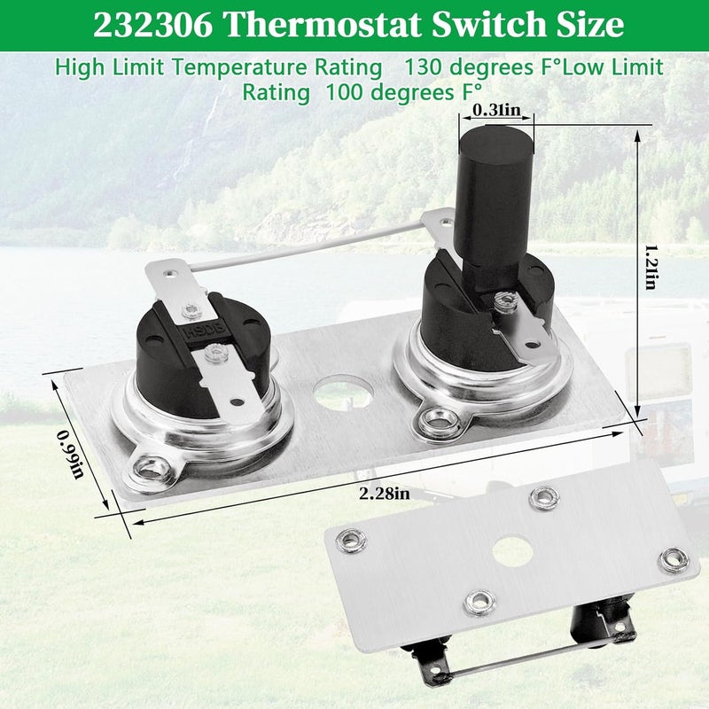 WPL 232306 RV Water Heater Thermostat Switch Compatible with Suburban 120V RV Water Heater Parts SW6DE SW6DEL SW10DE SW10DEL SW12DE SW12DEL (2 Pack) - Image 2